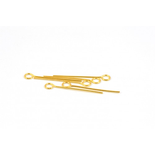EYEPINS, 25MM GOLD PLATED (PACK OF 25)